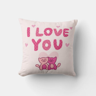 Lovey Dovey Cat Pillow - Cute Couple Pillow Kudde