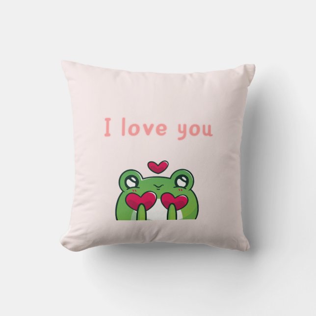 Lovey Dovey Frog Pillow - Cute Couple Pillow Kudde (Framsida)