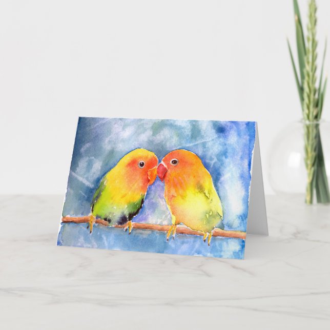 Lovey Dovey Lovebird Notecards Kort (Framsida)