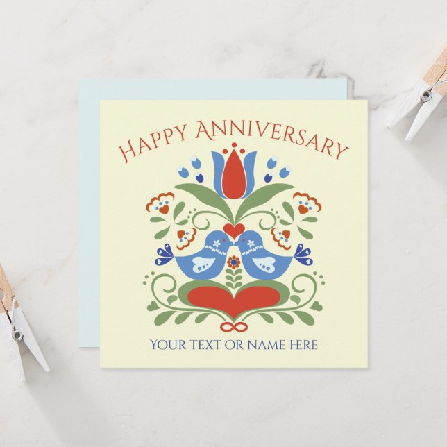 Lovfåglar och Blommar Inbjudningar (Fram/Back In Situ)