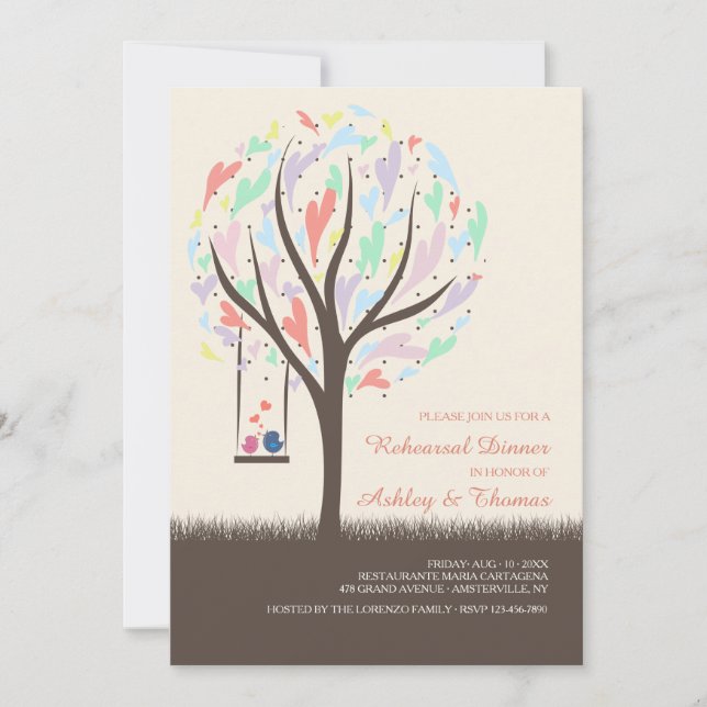 Lovfåglar på en pastellinbjudan på vinge inbjudningar (Framsida)