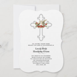 Lovfåglar Röd ros Christian Bröllop Inbjudningar