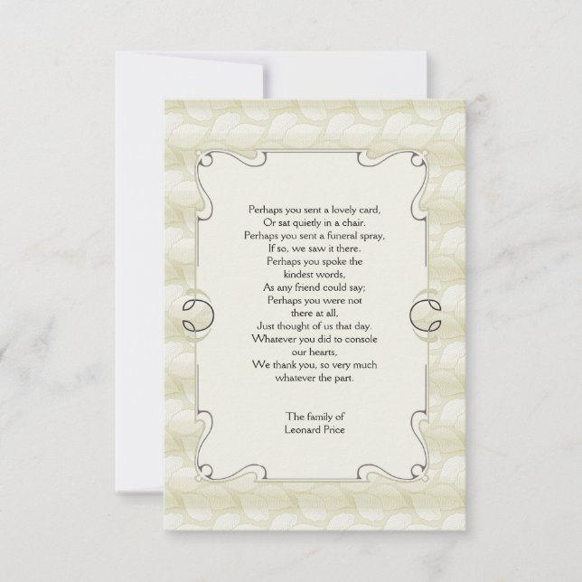 Lövförlusttack Notecard Tack Kort (Framsida)