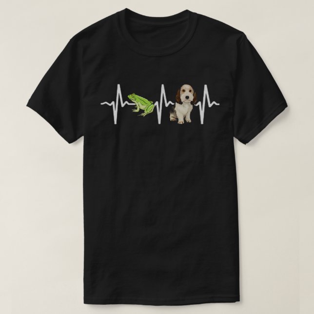 Lövgrön lövgroda Petit Basset Griffon Vendeen Hjär T Shirt (Design framsida)