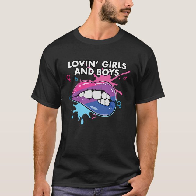 Lovin' Girls And Boys Bisexual Pride March Bisexua T Shirt (Framsida)