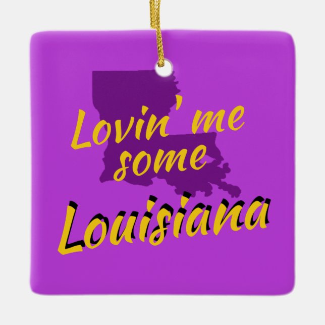Lovin Louisiana Cajun New Orleans Baton Rouge Julgransprydnad Keramik (Framsida)