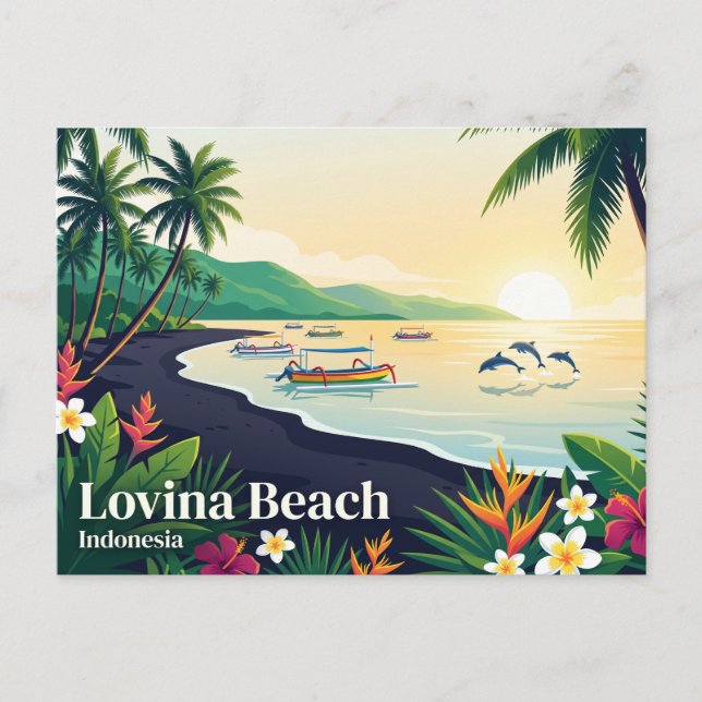 Lovina Beach Indonesien Vykort (Framsida)