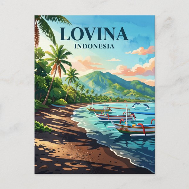 Lovina Beach Indonesien Vykort (Framsida)