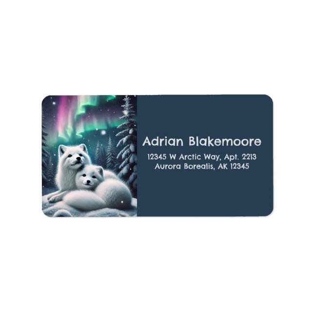 Loving Arktiska rävar, Snöskog i norra Ljus Adressetikett (Framsidan)