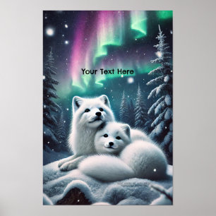 Loving Arktiska rävar, Snöskog i norra Ljus Poster