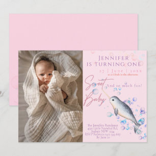 Loving baby Narwhal 1st Birthday Party Investigati Inbjudningar