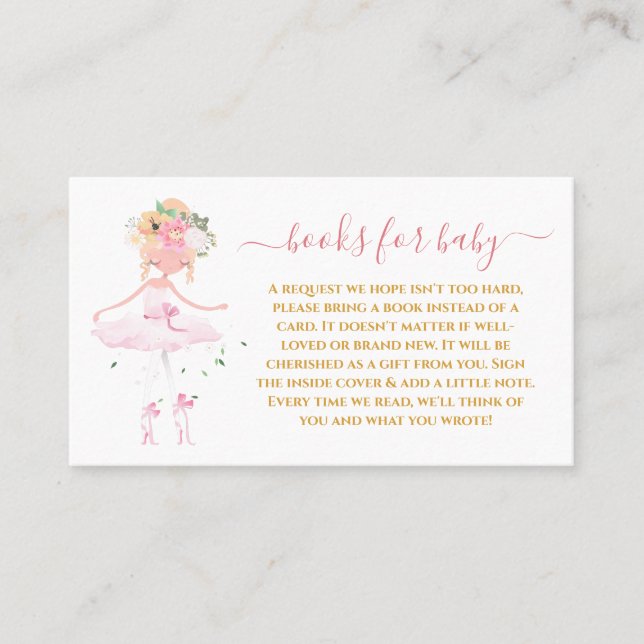 Loving Ballerina Stanind Bokar för Baby Card Visitkort (Framsida)