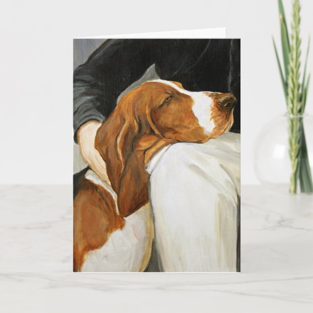 Loving Basset Hound Hund Art Greeting Card Kort (Framsida)