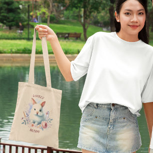 Loving Bunny Pastel Tote - Cute & Whimsical Design Tygkasse