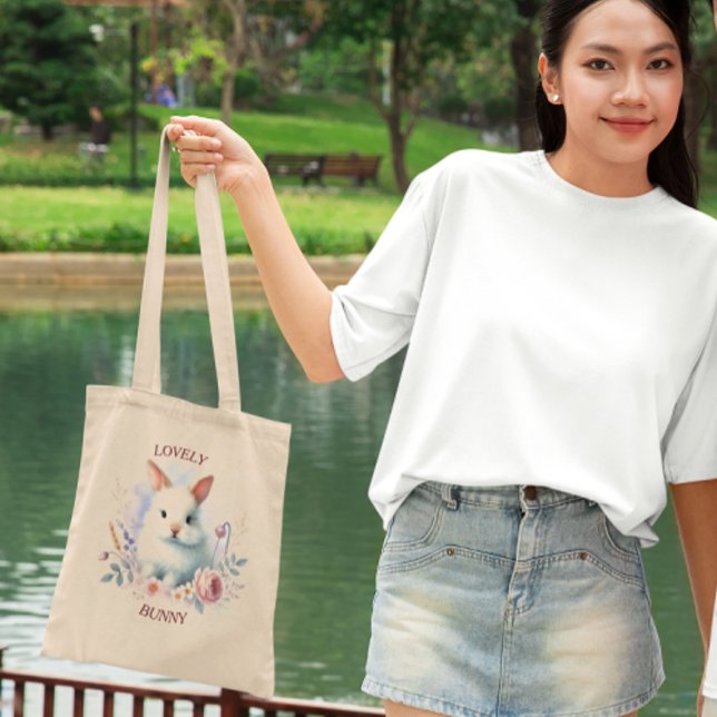 Loving Bunny Pastel Tote - Cute & Whimsical Design Tygkasse (Skapare uppladdad)