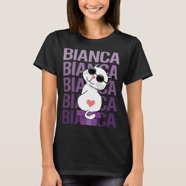 Loving Cat - Bianca Namn T Shirt (Framsida)