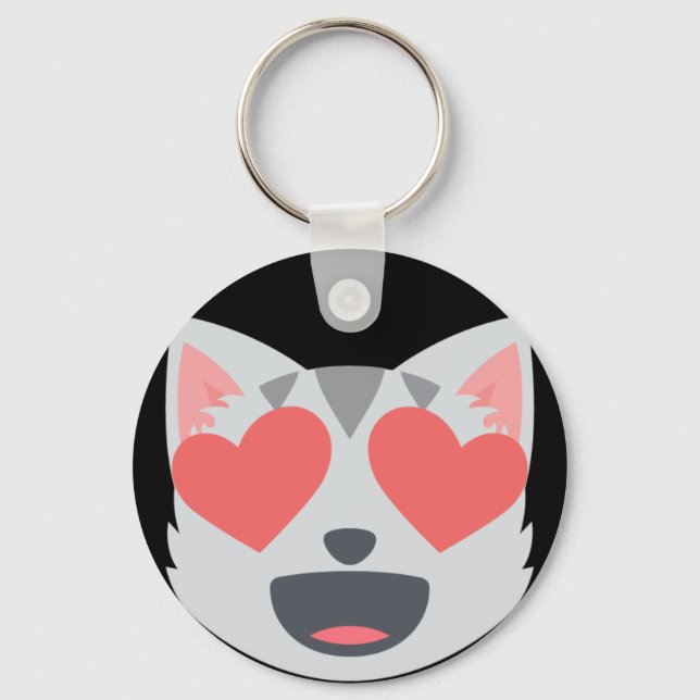Loving Cat Emoji Nyckelring (Framsida)