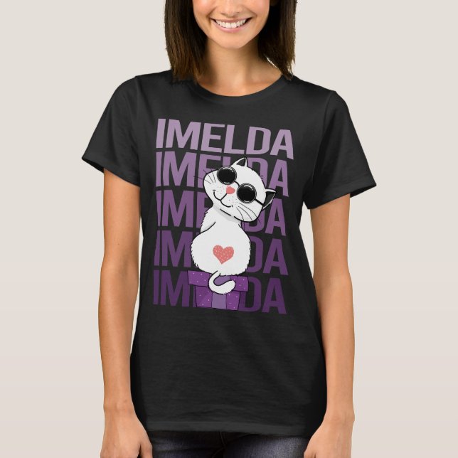 Loving Cat - Imelda Namn T Shirt (Framsida)