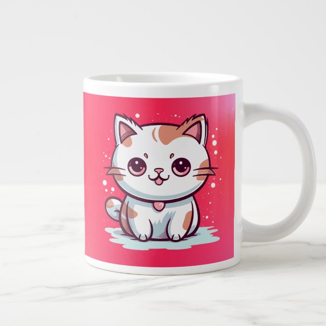 Loving Cat Kawaii Stil Clipart-47758 Jumbo Mugg (Höger)