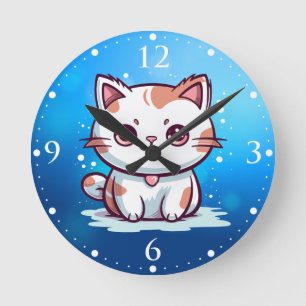 Loving Cat Kawaii Stil Clipart-47758 Rund Klocka