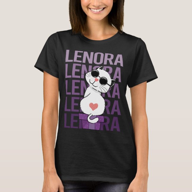 Loving Cat - Lenora Namn T Shirt (Framsida)