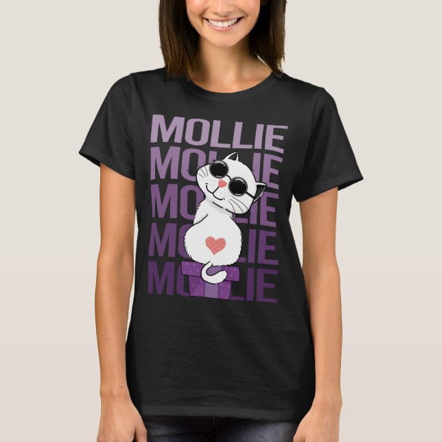 Loving Cat - Mollie Namn T Shirt (Framsida)