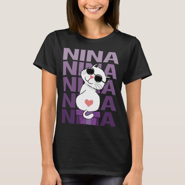 Loving Cat - Nina Namn T Shirt (Framsida)