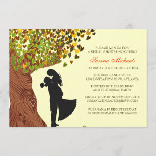 Loving Couple Initialer Oak Träd Fall Möhippa Inbjudningar