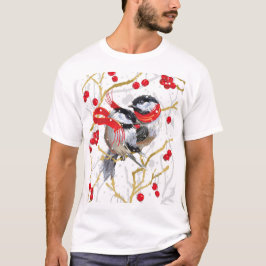Loving Cuddling jul Chickadees par T Shirt