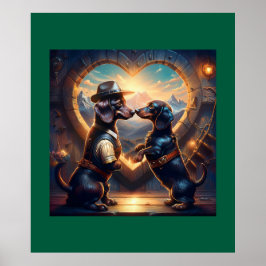 Loving Dachshund par på portalen Kärlek Poster