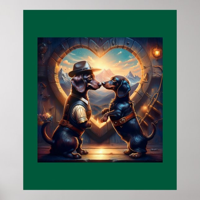 Loving Dachshund par på portalen Kärlek Poster (Framsidan)