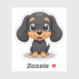 Loving Dachshund Puppy - Chibi Stil Klistermärken