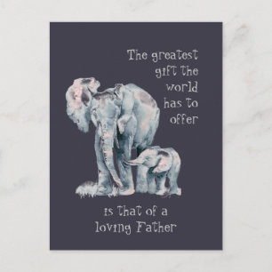 Loving Elephant Far & Baby djur Quote Vykort
