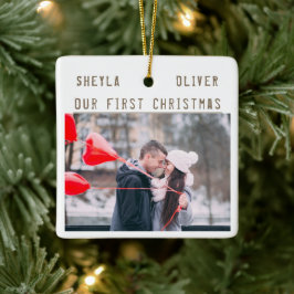 Loving Ett par första jultomteskon 2 foton Julgransprydnad Keramik