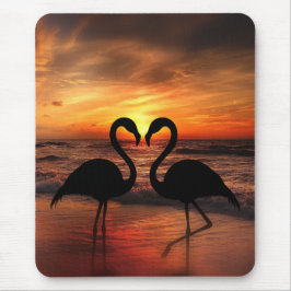 Loving Flamingo Sunset view romantic Triptych Acry Musmatta