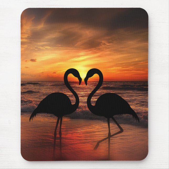 Loving Flamingo Sunset view romantic Triptych Acry Musmatta (Framsidan)