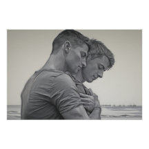 Loving Gay Couple - Charcol Sketch -