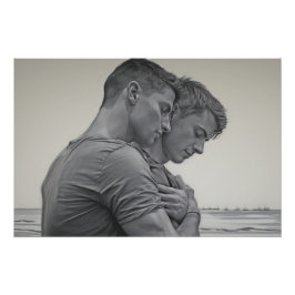 Loving Gay Couple - Charcol Sketch - Perfect Poster