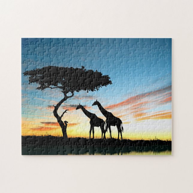 Loving Giraffe Couple, Jigszawa Puzzle Pussel (Horisontell)