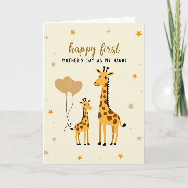 Loving Giraffe Mothers Day Card Kort (Framsida)