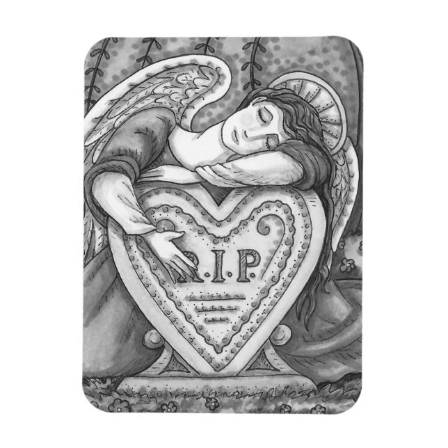 LOVING GUARDIAN ANGEL, CEMETERY MOURNING ART RIP MAGNET (Vertikal)