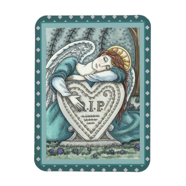 LOVING GUARDIAN ANGEL, CEMETERY MOURNING ART RIP MAGNET (Vertikal)