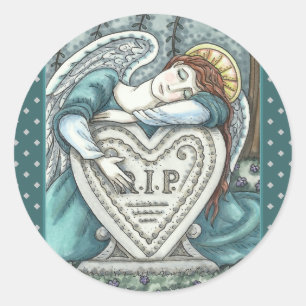 LOVING GUARDIAN ANGEL, CEMETERY MOURNING ART RIP RUNT KLISTERMÄRKE