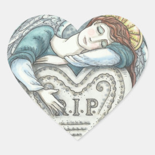 LOVING GUARDIAN ANGEL CEMETERY STICKERS Hrt LAKAN Hjärtformat Klistermärke
