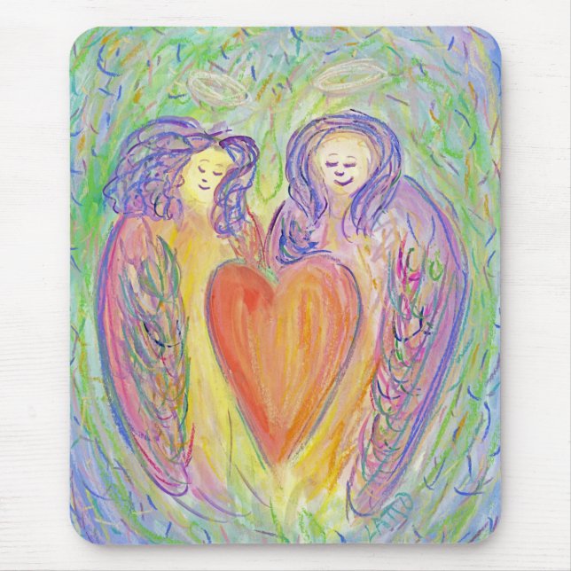 Loving Guardian Angel Heart Art Mousepad Musmatta (Framsidan)