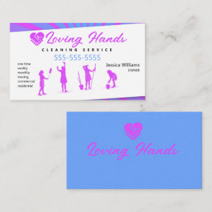 Loving Händer Rosa och Blue Städning Service Visitkort