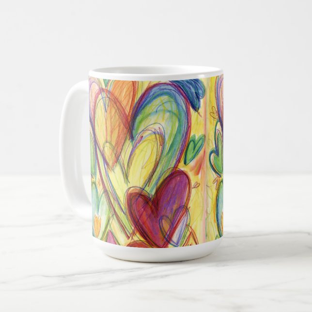 Loving Healing Hearts Art Anpassningsbar Coffee Ko Kaffemugg (Framsida vänster)