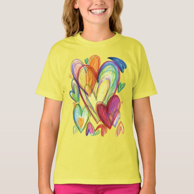 Loving Healing Hearts Art Anpassningsbar Shirt T (Framsida)