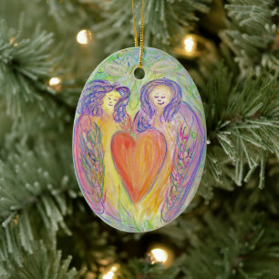 Loving Kind Guardian Änglar Helgdag Gift Ornaments Julgransprydnad Keramik