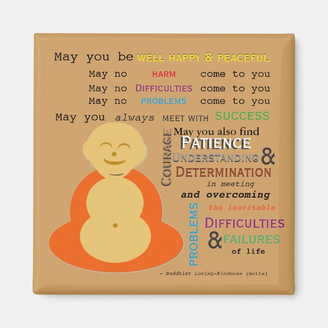 Loving Kindness Buddhist Metta Magnet (Framsidan)